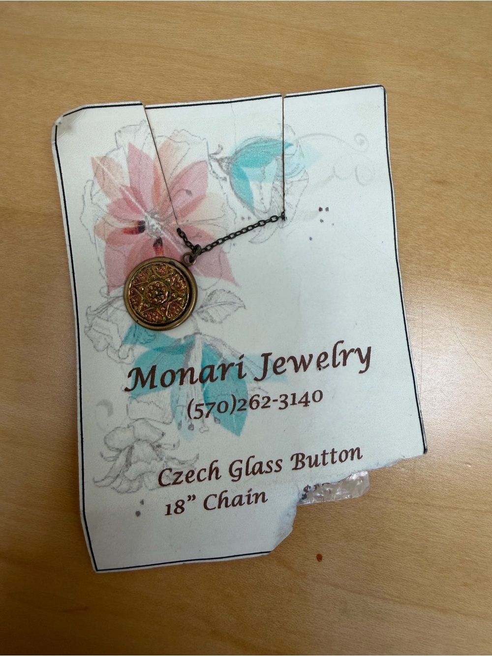 Gold-Tone Czech Glass Button Necklace - Gold